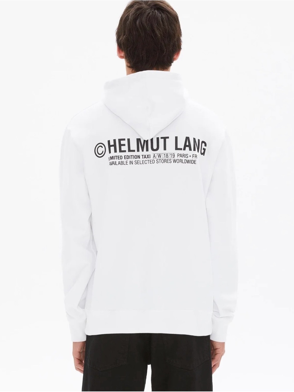 Helmut Lang Men’s White Logo Hoodie Shirt Taxi